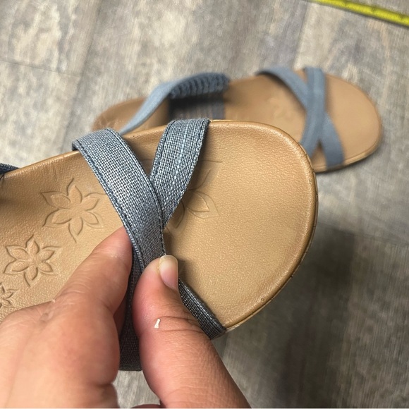 Skechers Luxe Foam Women's Blue Wedge Sandals - Picture 9 of 12